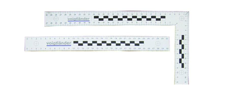 Photo Evidence Ruler, white/black, L-shape with additional range and reticle