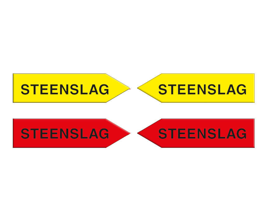 Magneetpijl, geel/rood, 10 cm, "STEENSLAG"