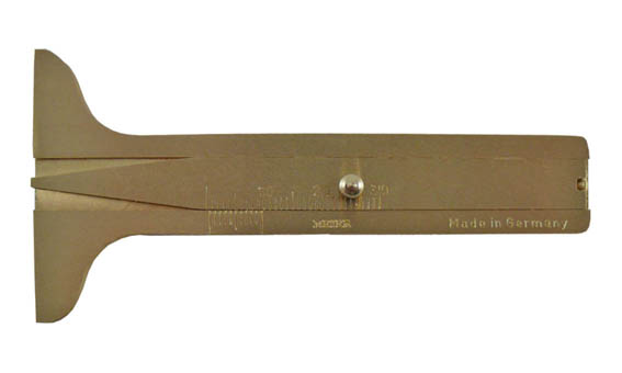 Brass tyre tread depth gauge with base