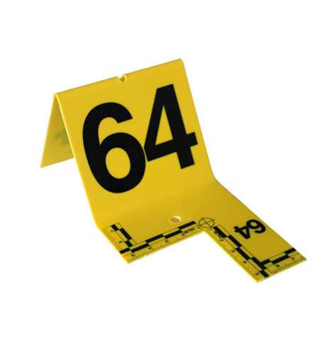Evidence Markers (Tents) with L-Shaped metric reference scale and reticle, 0 - 20