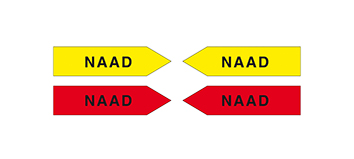 Magneetpijl, geel/rood, 10 cm, "NAAD"