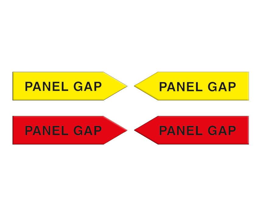 Magnetic arrows, 100 mm, yellow/red, ‘PANEL GAP’