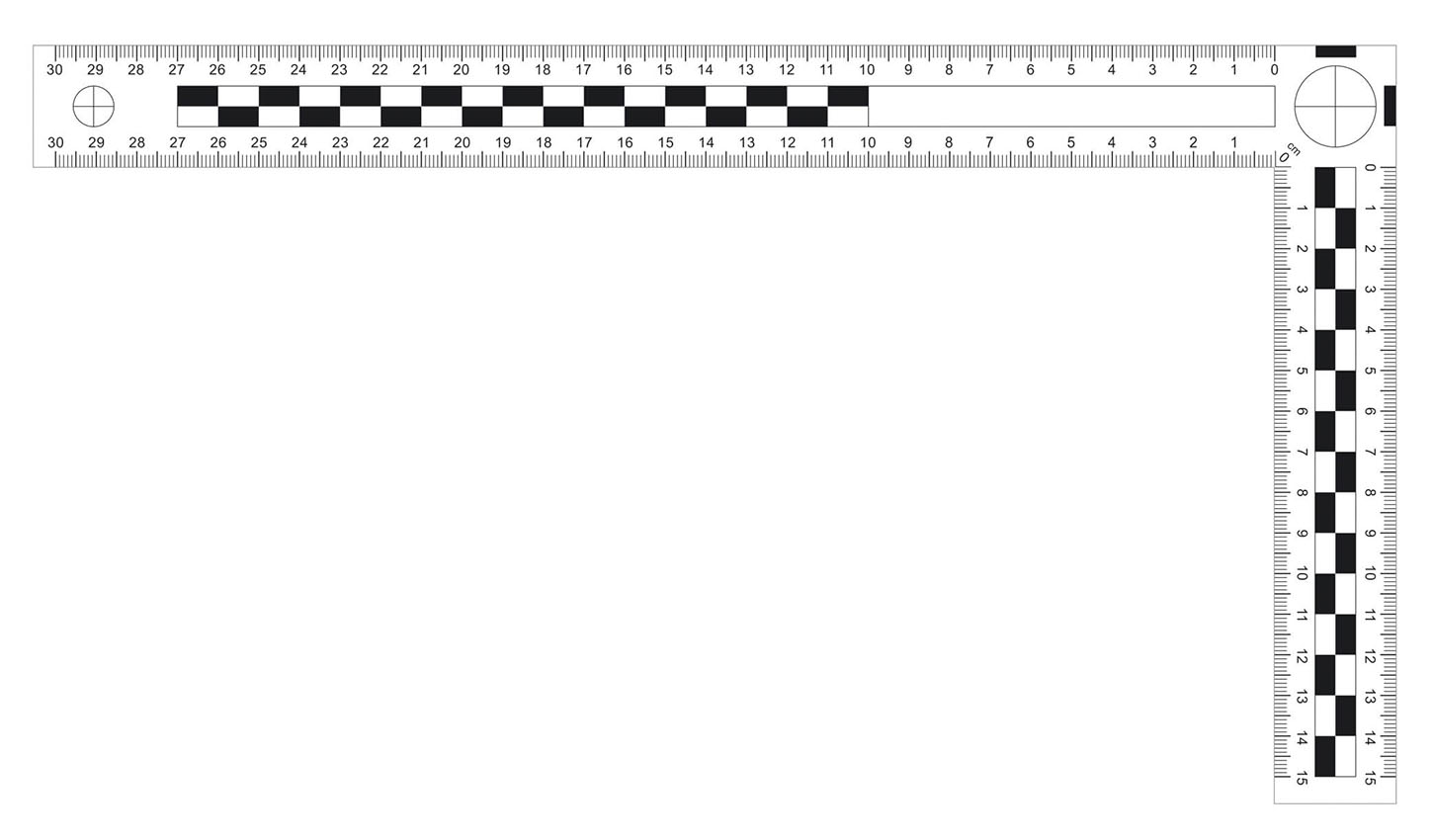 L-shape  30 × 15 cm, magnetic scale