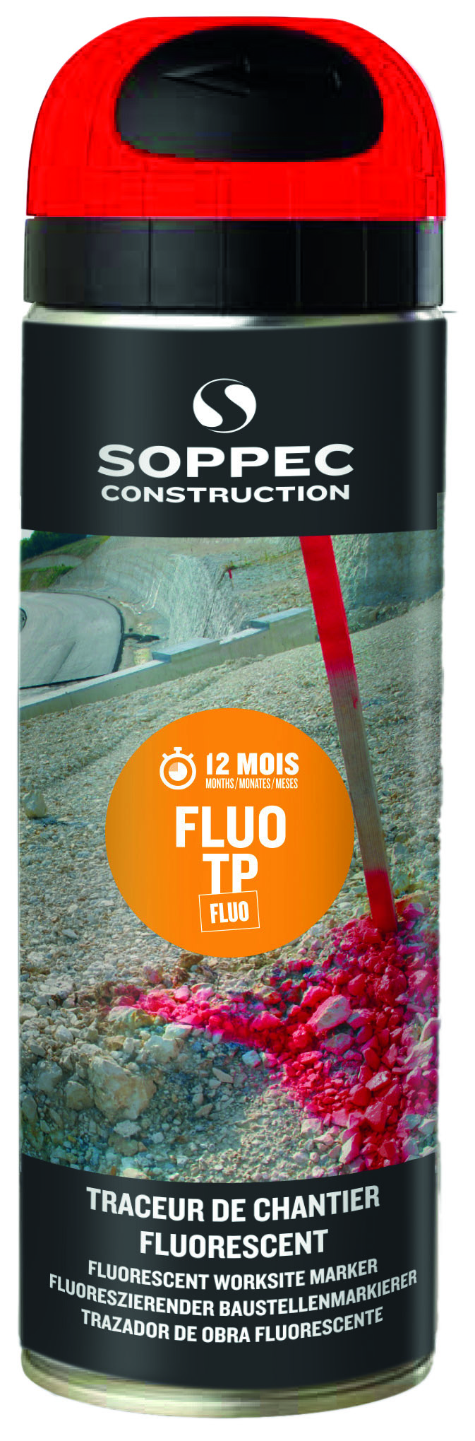 Marking Spray Paint, bright red, 500ml, Fluo TP